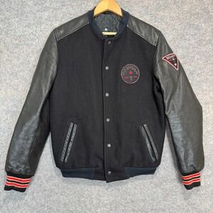 Schott NYC x DC Shoes Varsity Leather Wool Jacket Mens Medium Skate Limited Rare